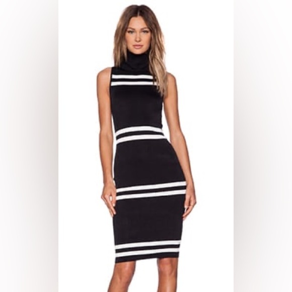 C/meo Pyramids black white Stripe Midi Dress sz Small revolve - Picture 2 of 8